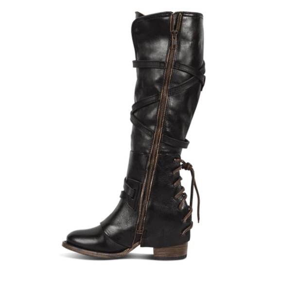 Freebird Cassius Black Lace Up Leather Tall Boots Size 10 Handcrafted Used - Picture 5 of 10